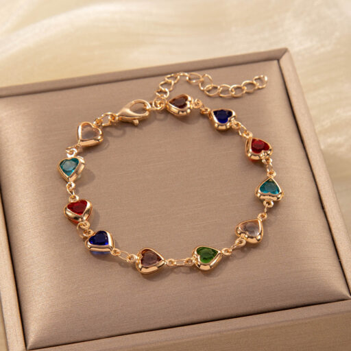 Colorful Heart Zircon Bracelet For Women