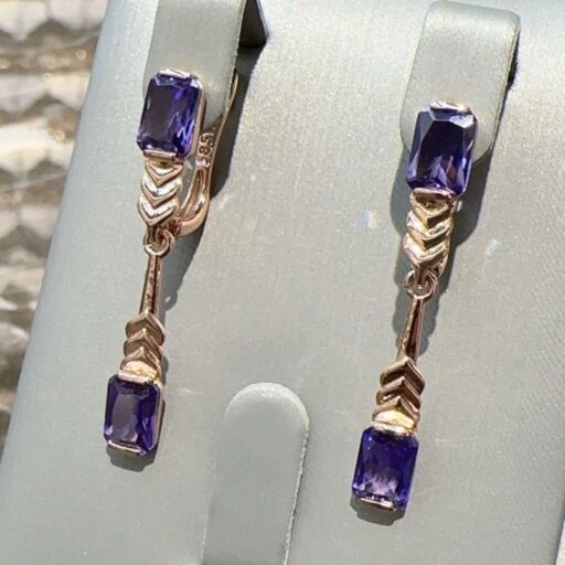 Rose Gold Earring Ring Amethyst Jewelry Suit