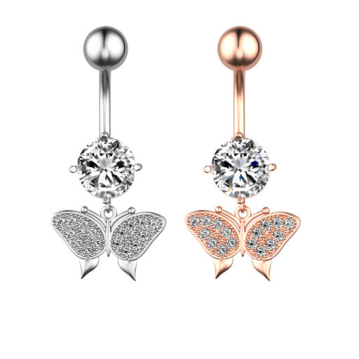 New Butterfly Zircon Belly Button Ring Belly Button Piercing Jewelry