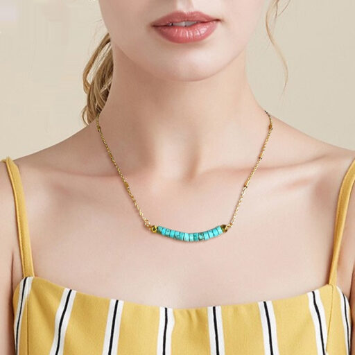 Turquoise Clavicle Chain Womens Necklace Jewelry