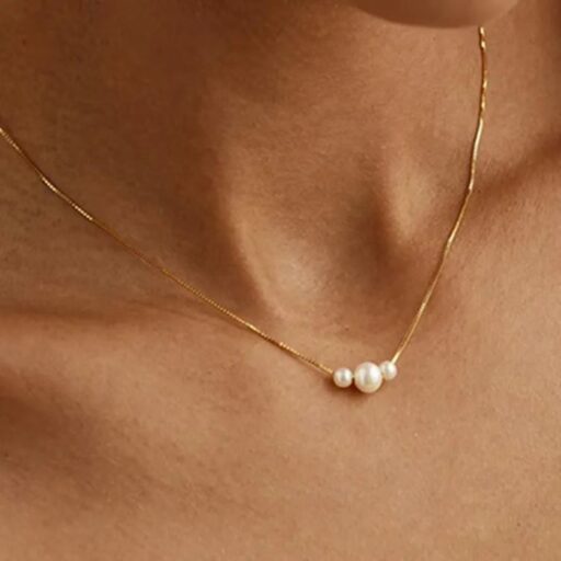 Simple And Elegant Titanium Steel Pearl Snake Chain Necklace For WomenDoes Not Fade