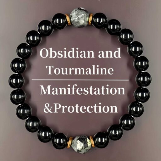 Retro Obsidian Elastic Handmade Mens Bracelet