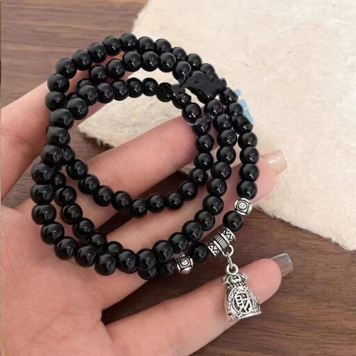 Retro Bracelet With Natural Stone Beads And A Gourd Charm