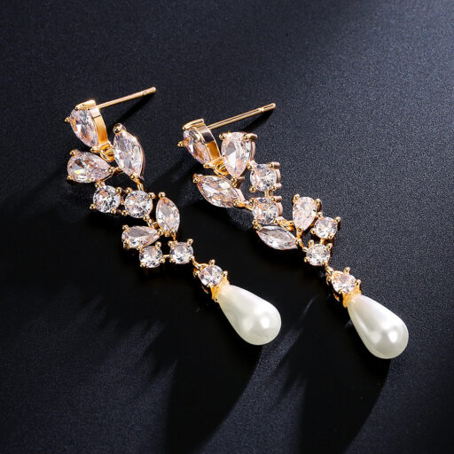 Vintage-style Long Teardrop Tassel Zircon Earrings