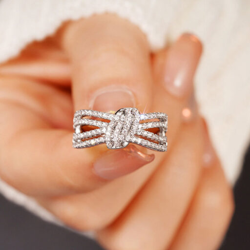 Colorfast Cross Copper Ring With Zircon Inlay