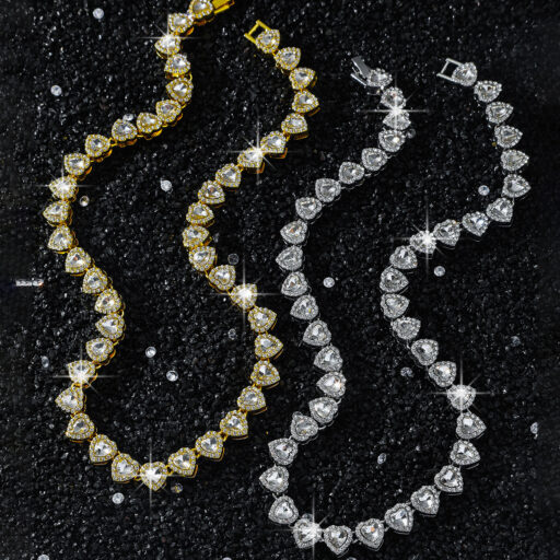 New Mens Heart-shaped Patchwork Chain Necklace Streetwear Hip-hop Style